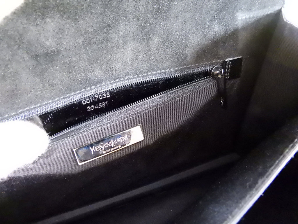 Yves Saint Laurent Rive Gauche Black Patent Y Ligne Shoulder Bag