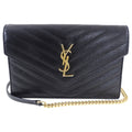 Saint Laurent Black Cassandre Wallet on Chain Crossbody Bag