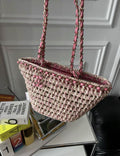 CHANEL 23P Woven straw beach shopping bag